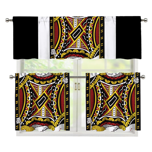 Jack Of Diamonds Playing Card Print 3 Piece Kitchen Curtains