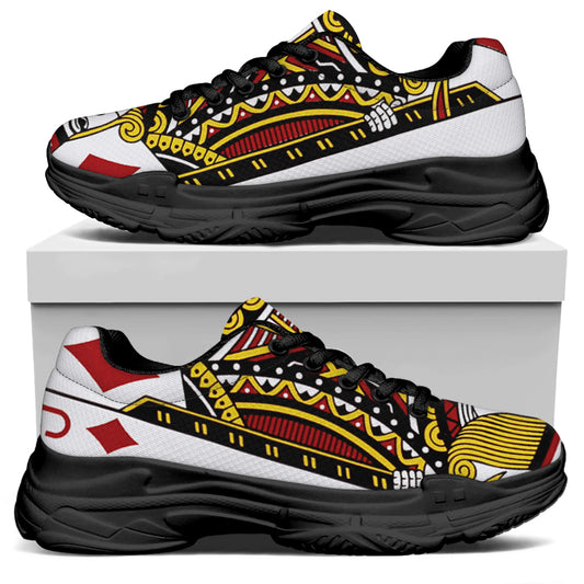 Jack Of Diamonds Playing Card Print Black Chunky Shoes