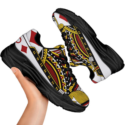 Jack Of Diamonds Playing Card Print Black Chunky Shoes