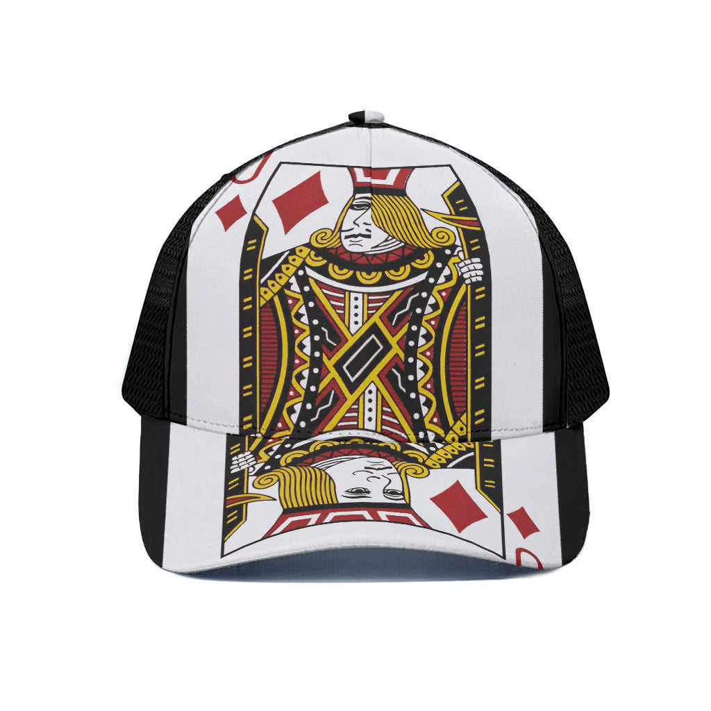 Jack Of Diamonds Playing Card Print Black Mesh Trucker Cap