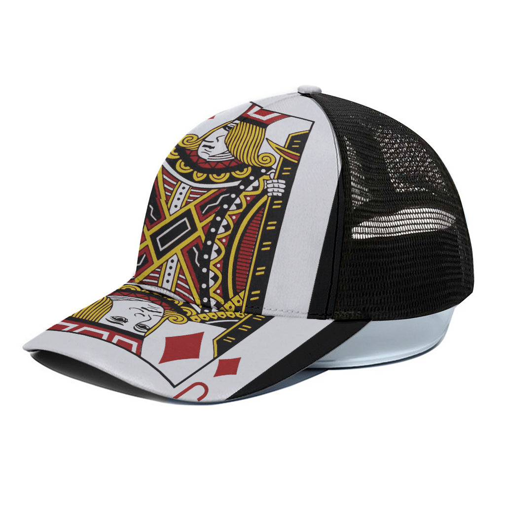 Jack Of Diamonds Playing Card Print Black Mesh Trucker Cap