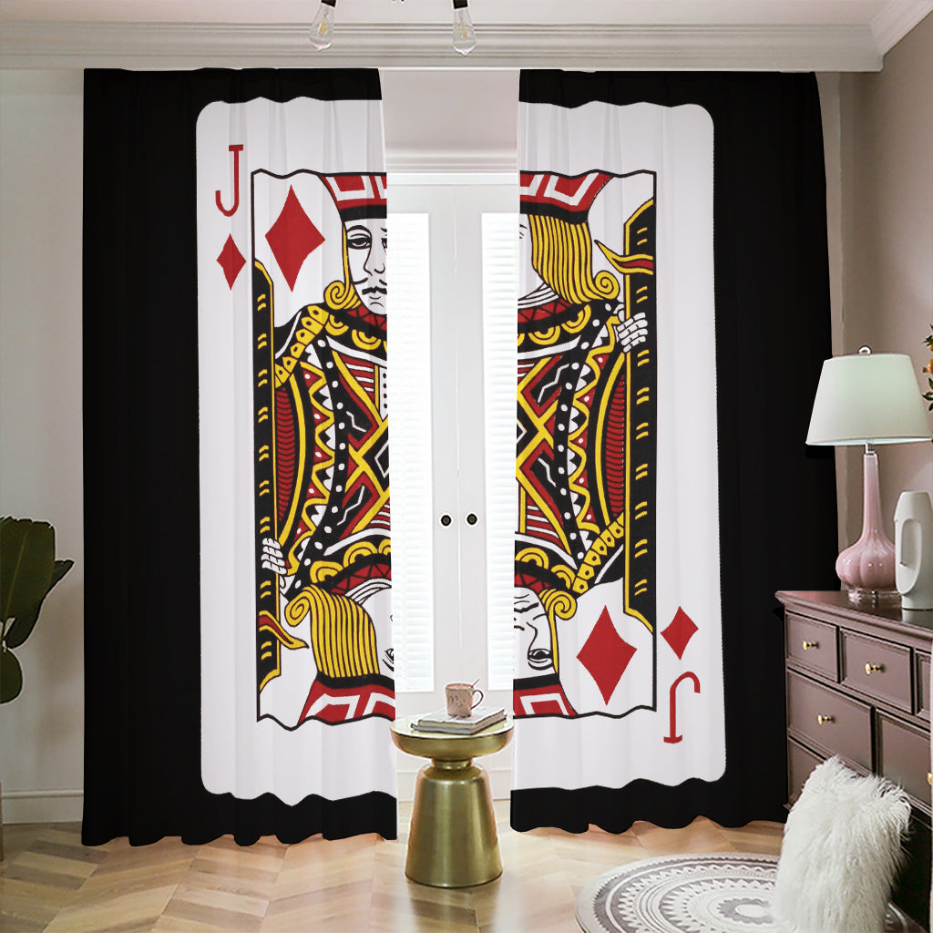 Jack Of Diamonds Playing Card Print Blackout Pencil Pleat Curtains