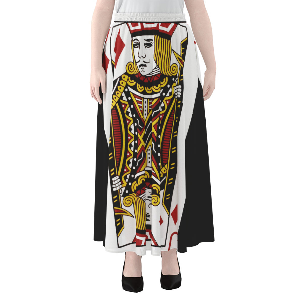 Jack Of Diamonds Playing Card Print Chiffon Maxi Skirt