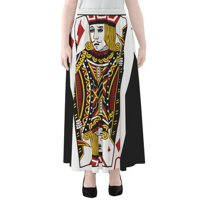 Jack Of Diamonds Playing Card Print Chiffon Maxi Skirt