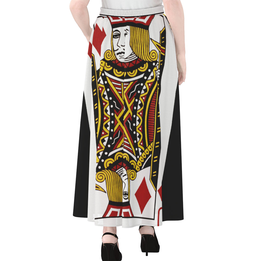 Jack Of Diamonds Playing Card Print Chiffon Maxi Skirt