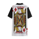 Jack Of Diamonds Playing Card Print Cotton Hawaiian Shirt
