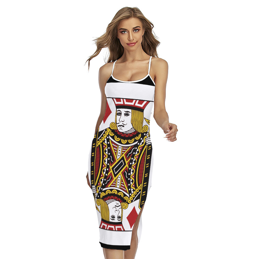 Jack Of Diamonds Playing Card Print Cross Back Cami Dress