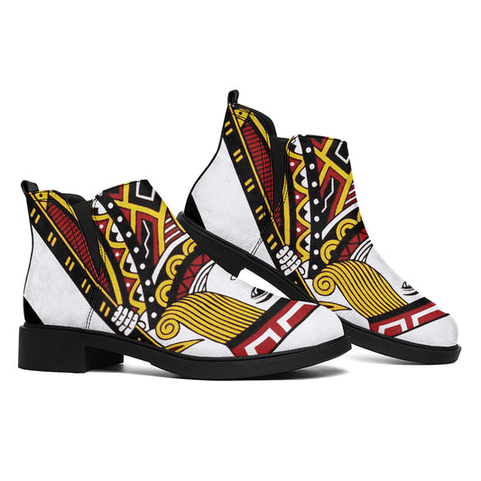 Jack Of Diamonds Playing Card Print Flat Ankle Boots