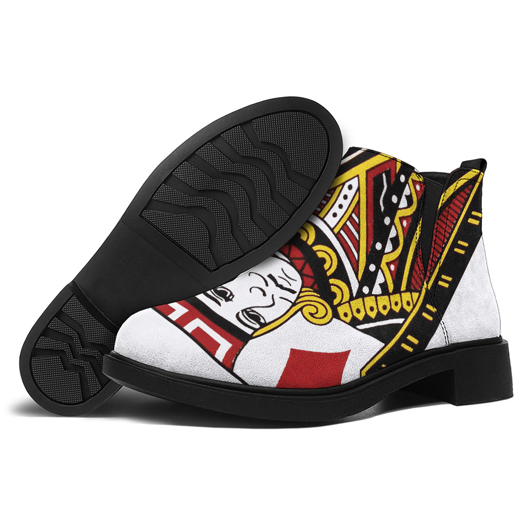 Jack Of Diamonds Playing Card Print Flat Ankle Boots