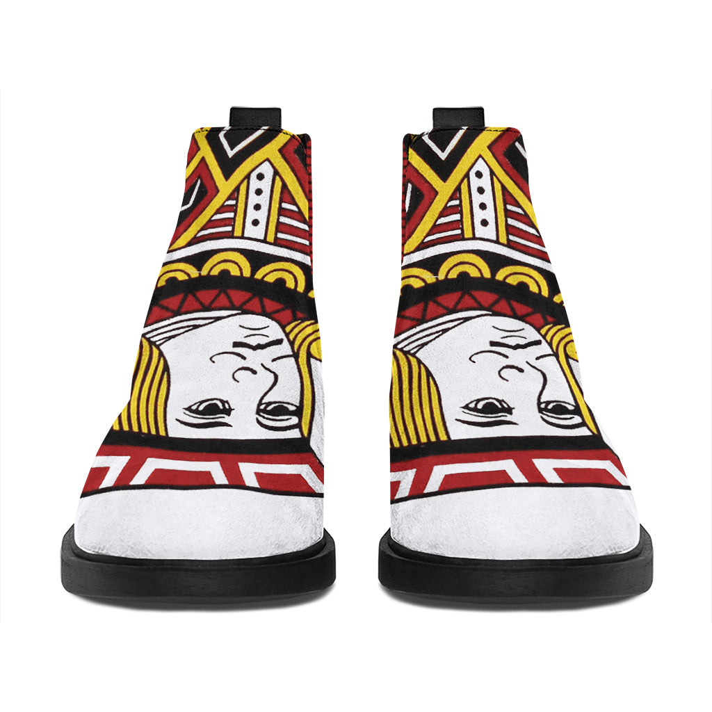 Jack Of Diamonds Playing Card Print Flat Ankle Boots