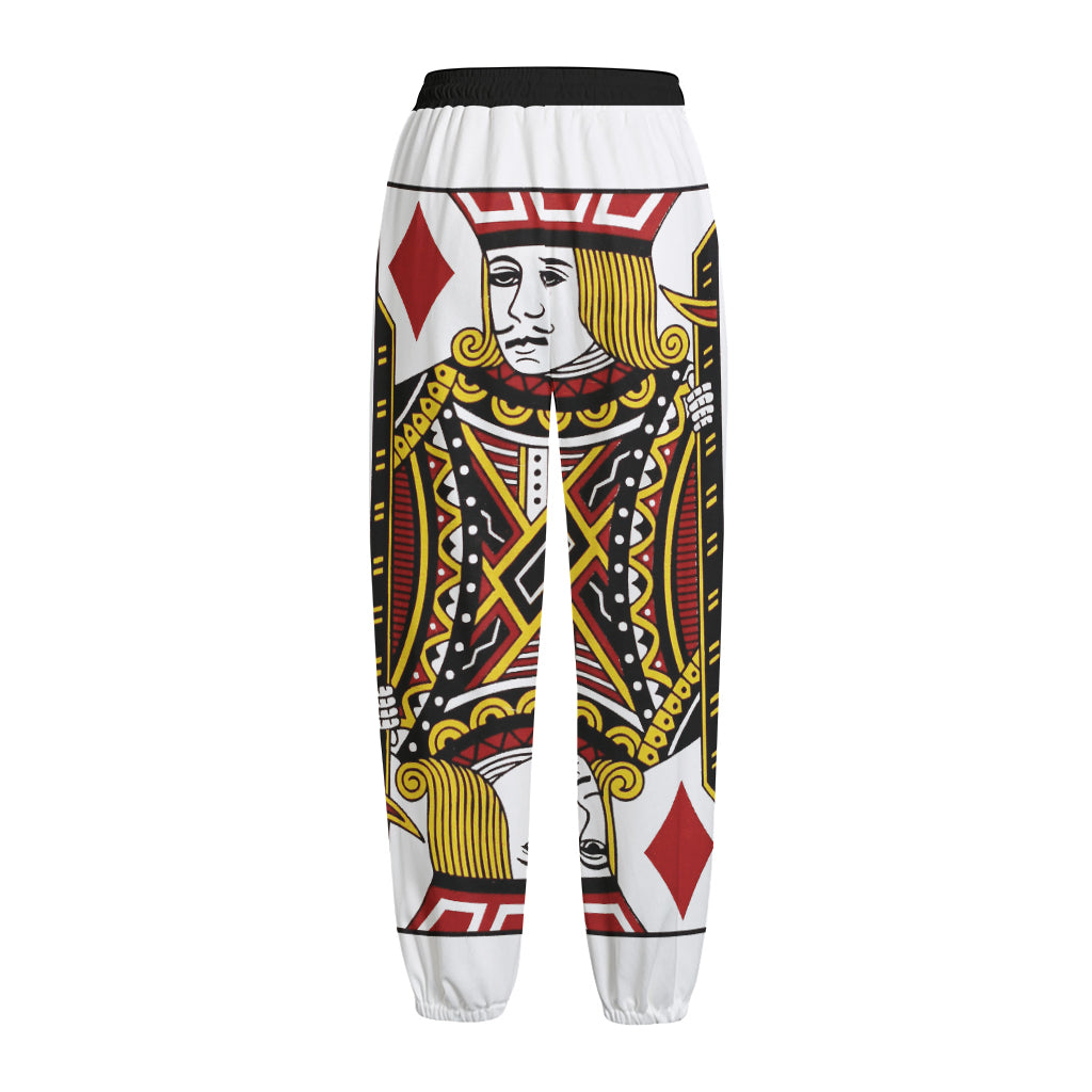 Jack Of Diamonds Playing Card Print Fleece Lined Knit Pants