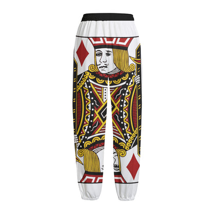 Jack Of Diamonds Playing Card Print Fleece Lined Knit Pants