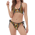 Jack Of Diamonds Playing Card Print Halter Scoop Tie Side Bikini