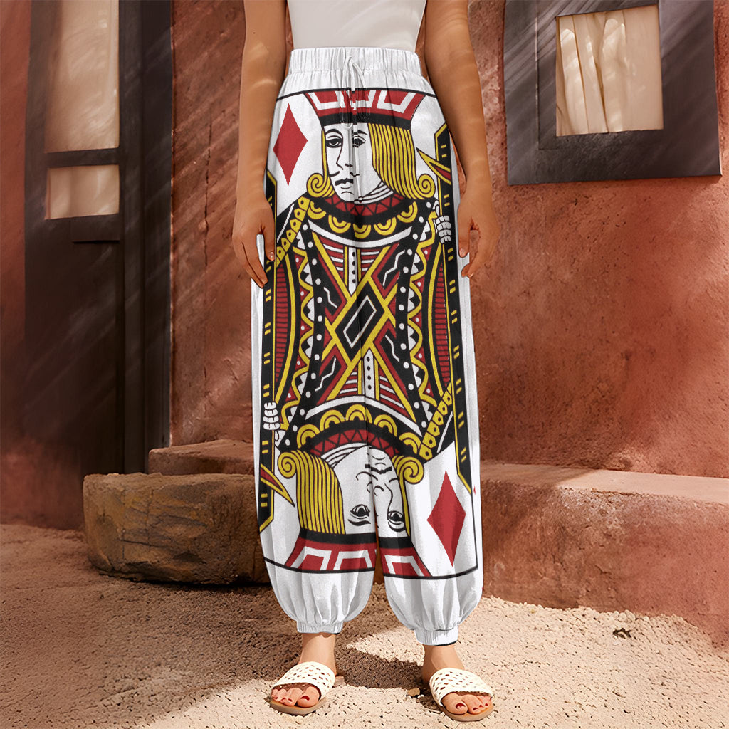 Jack Of Diamonds Playing Card Print Harem Pants