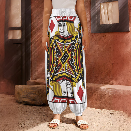 Jack Of Diamonds Playing Card Print Harem Pants