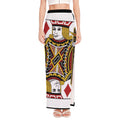 Jack Of Diamonds Playing Card Print High Slit Maxi Skirt
