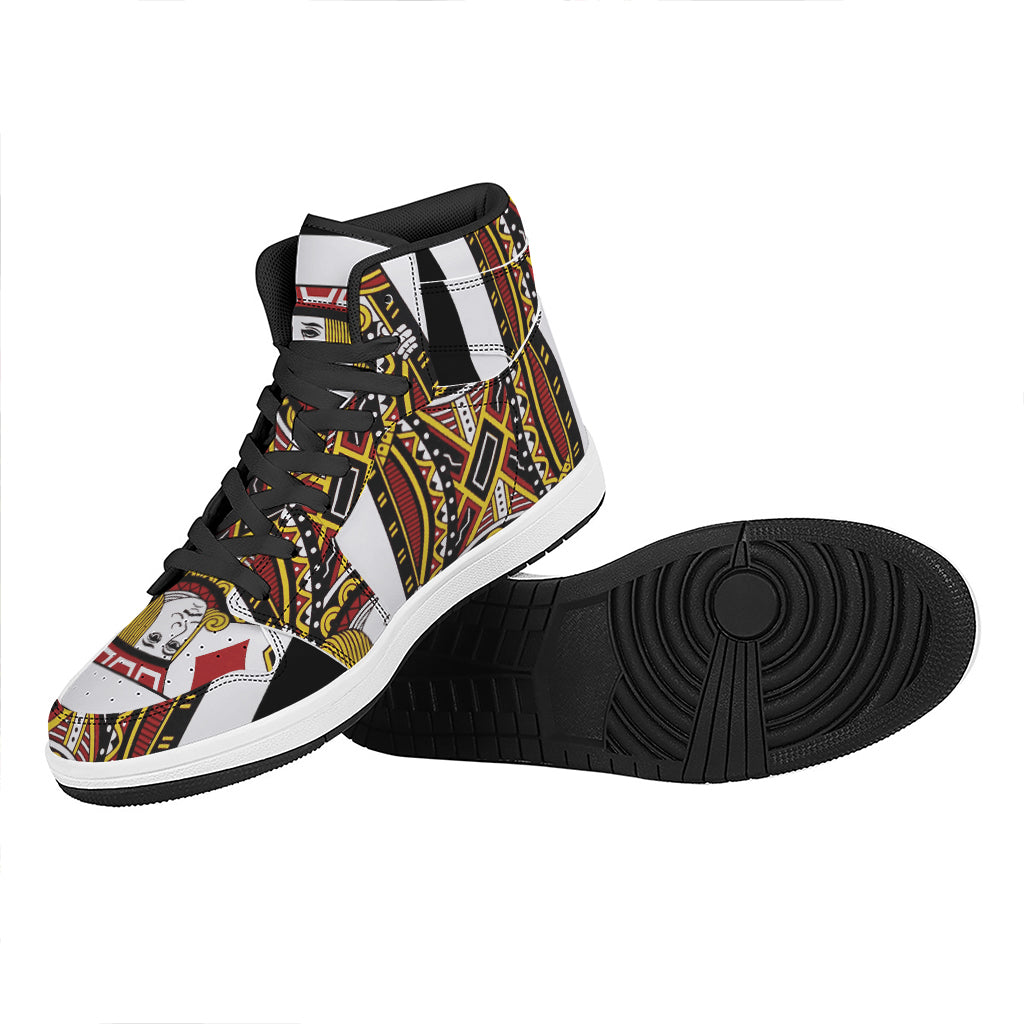 Jack Of Diamonds Playing Card Print High Top Leather Sneakers