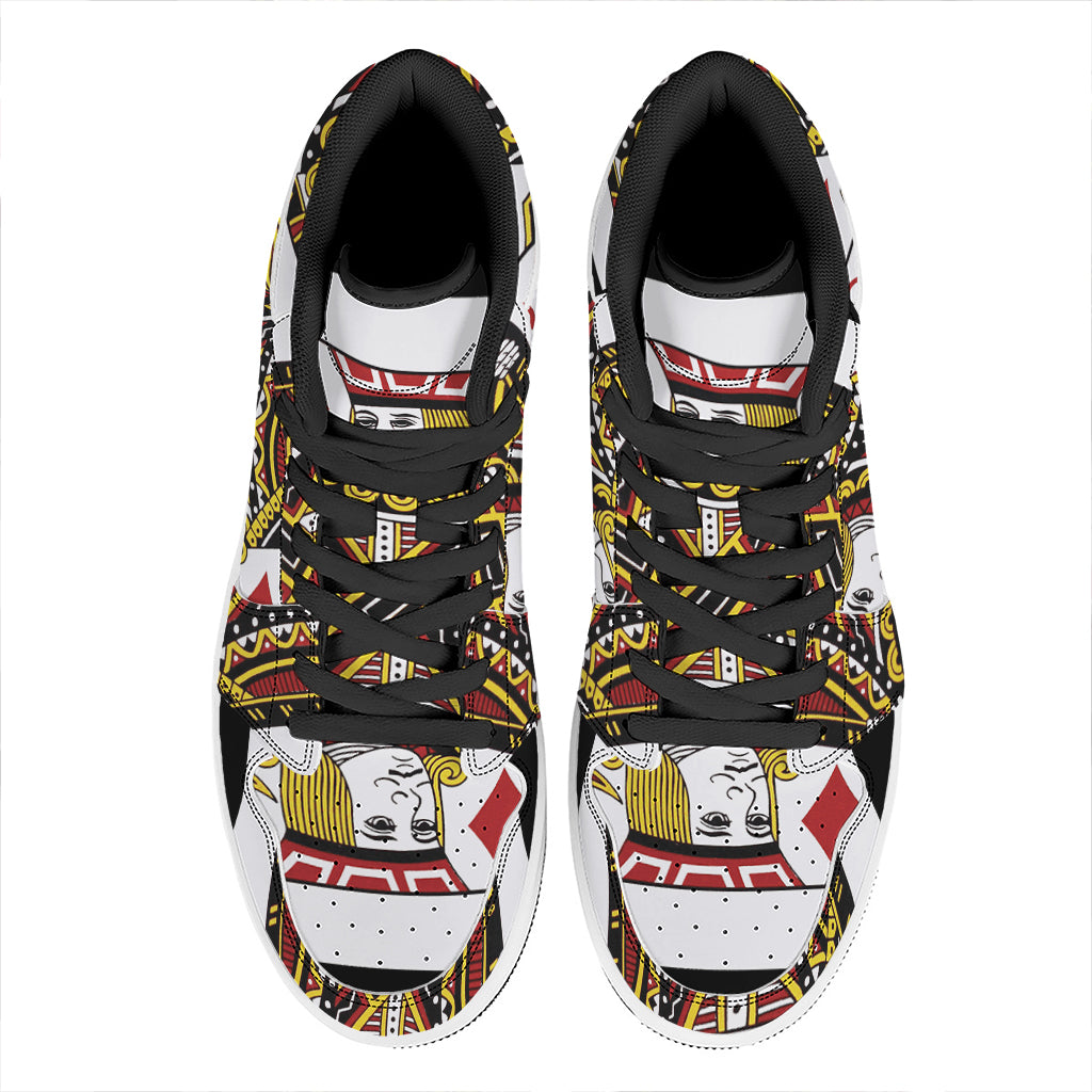 Jack Of Diamonds Playing Card Print High Top Leather Sneakers