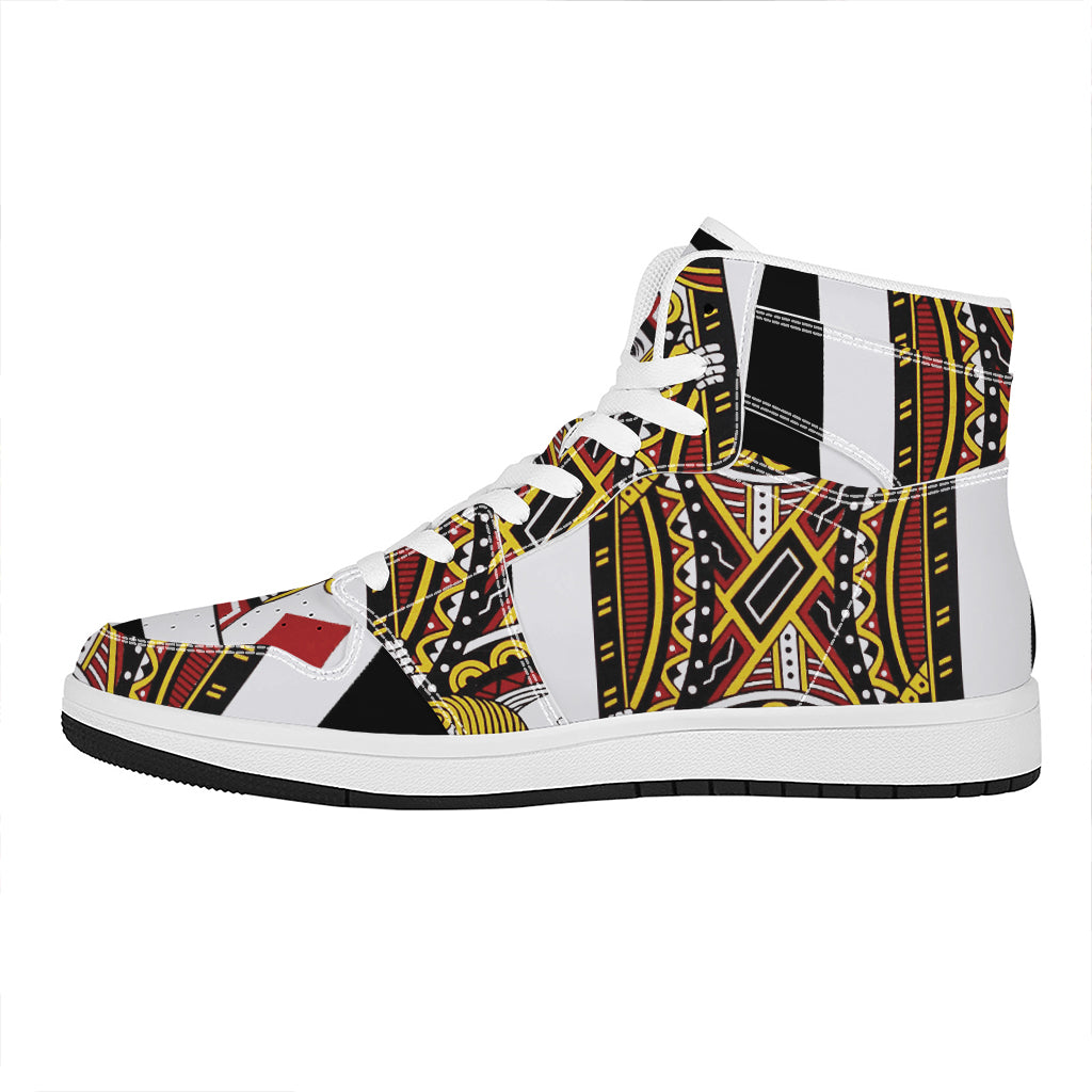 Jack Of Diamonds Playing Card Print High Top Leather Sneakers