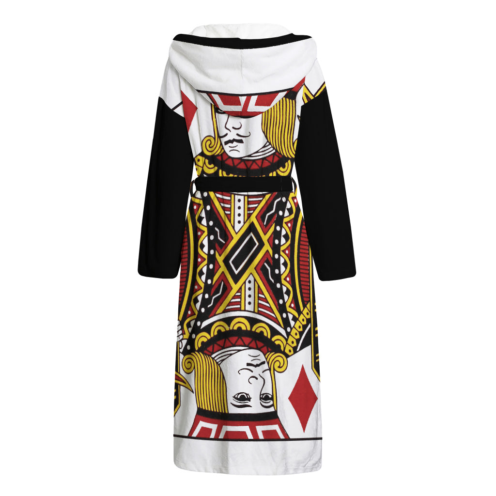 Jack Of Diamonds Playing Card Print Hooded Bathrobe