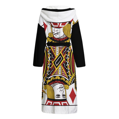 Jack Of Diamonds Playing Card Print Hooded Bathrobe