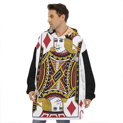 Jack Of Diamonds Playing Card Print Hoodie Blanket
