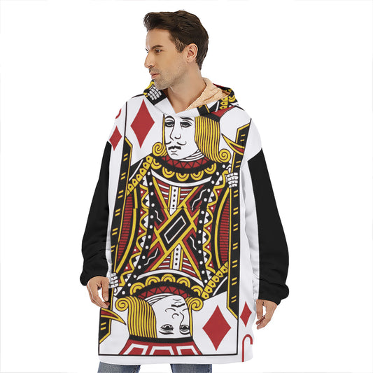 Jack Of Diamonds Playing Card Print Hoodie Blanket