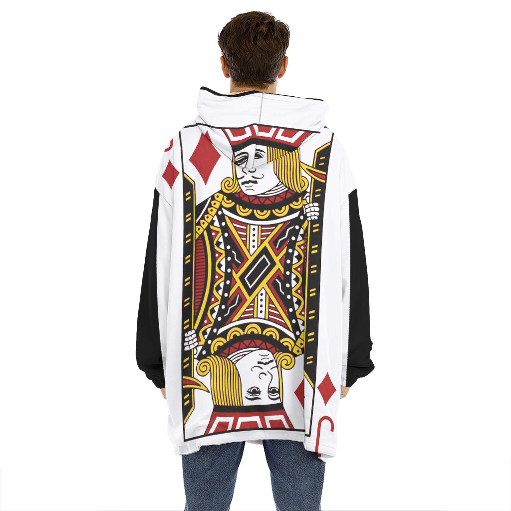 Jack Of Diamonds Playing Card Print Hoodie Blanket