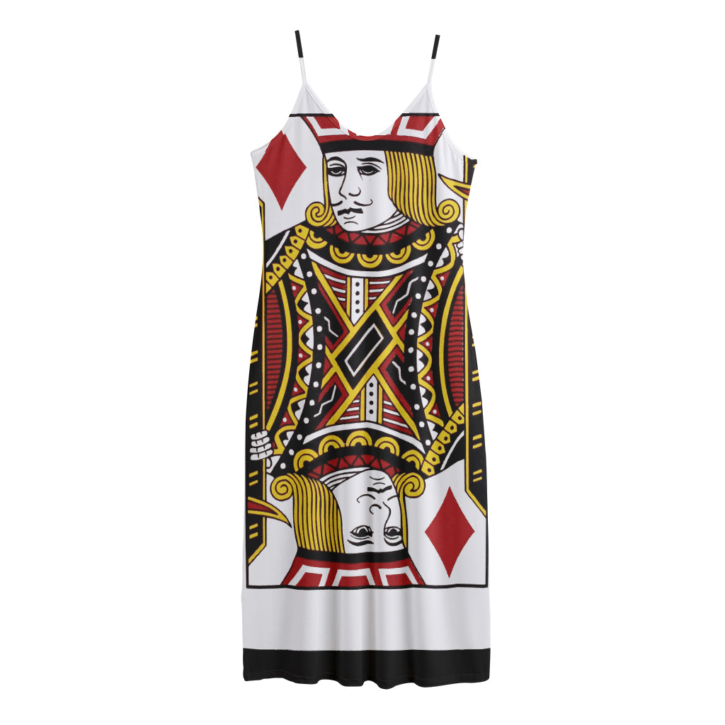 Jack Of Diamonds Playing Card Print Jersey Midi Cami Dress