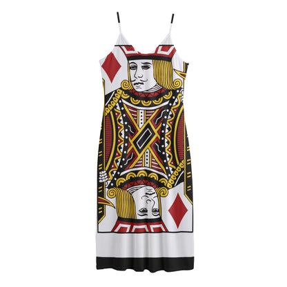 Jack Of Diamonds Playing Card Print Jersey Midi Cami Dress