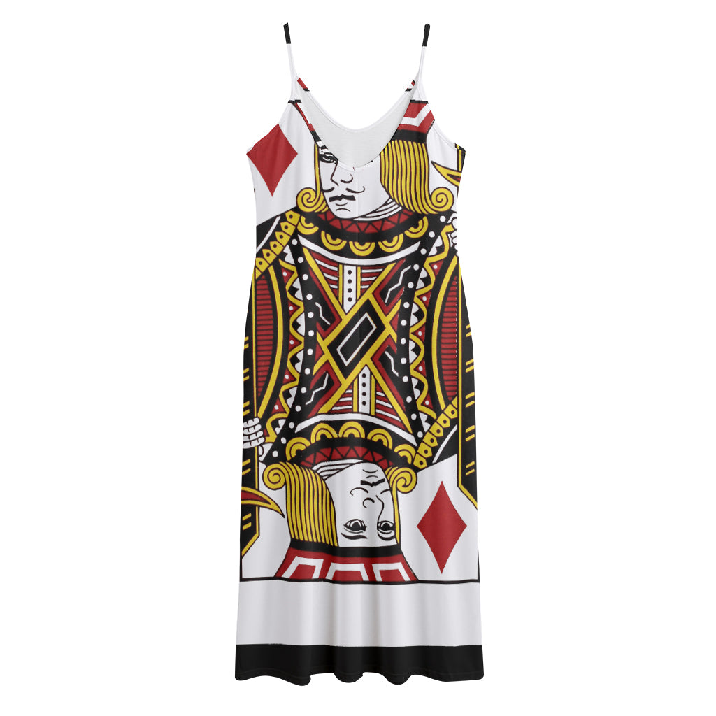 Jack Of Diamonds Playing Card Print Jersey Midi Cami Dress