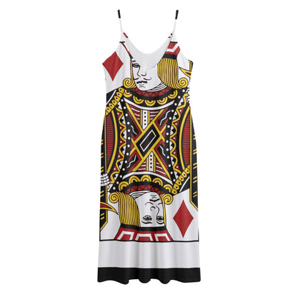 Jack Of Diamonds Playing Card Print Jersey Midi Cami Dress