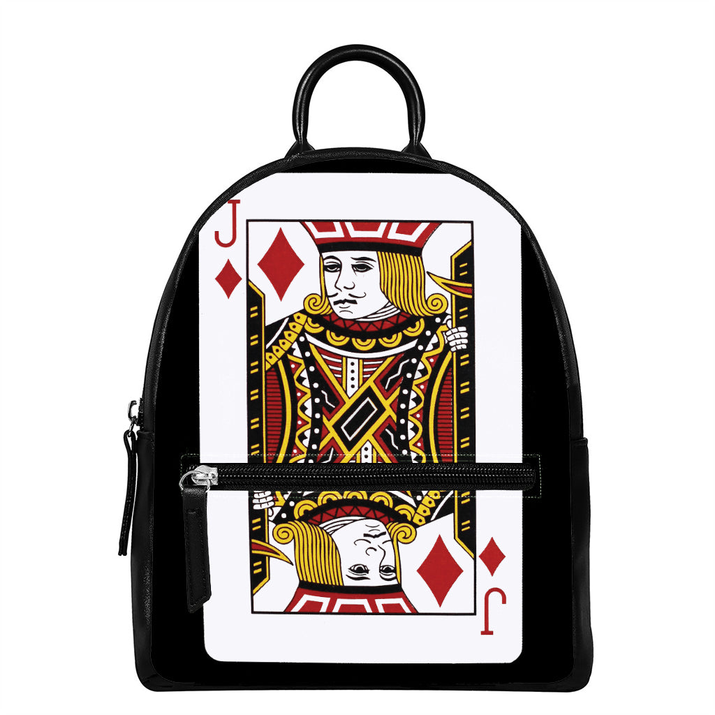 Jack Of Diamonds Playing Card Print Leather Backpack