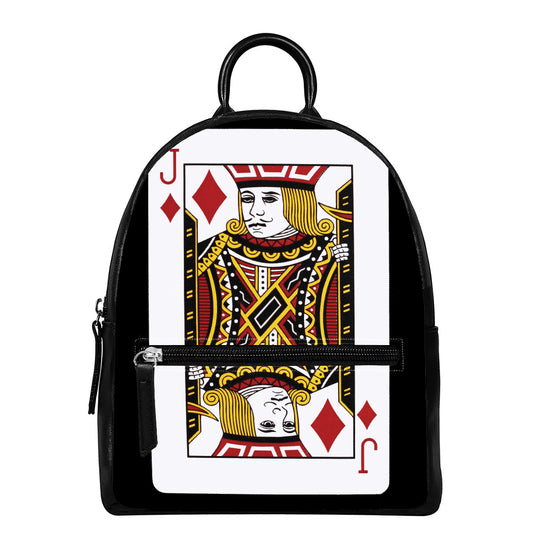 Jack Of Diamonds Playing Card Print Leather Backpack