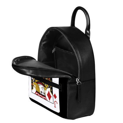 Jack Of Diamonds Playing Card Print Leather Backpack