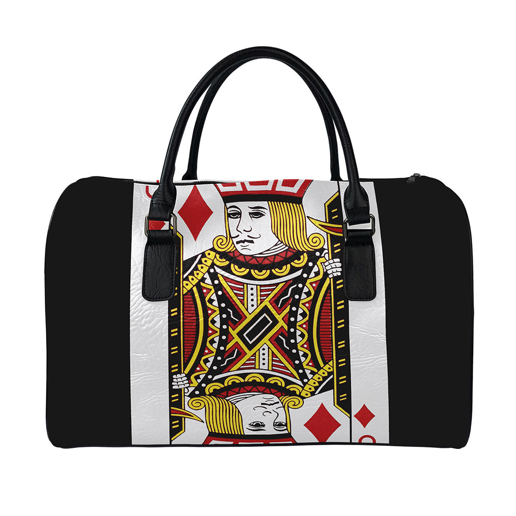 Jack Of Diamonds Playing Card Print Leather Duffle Bag