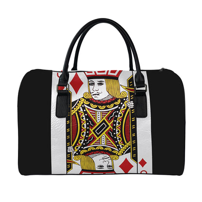 Jack Of Diamonds Playing Card Print Leather Duffle Bag
