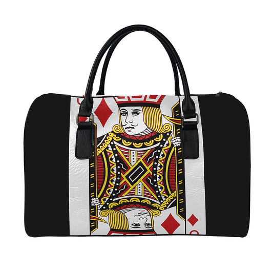 Jack Of Diamonds Playing Card Print Leather Duffle Bag