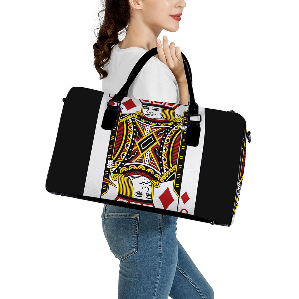 Jack Of Diamonds Playing Card Print Leather Duffle Bag