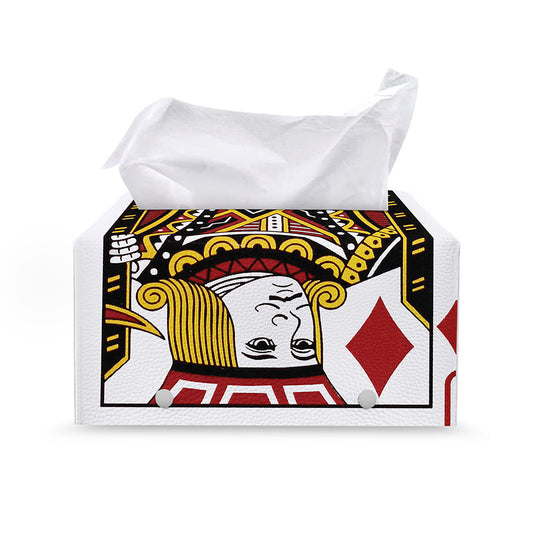 Jack Of Diamonds Playing Card Print Leather Tissue Box Cover