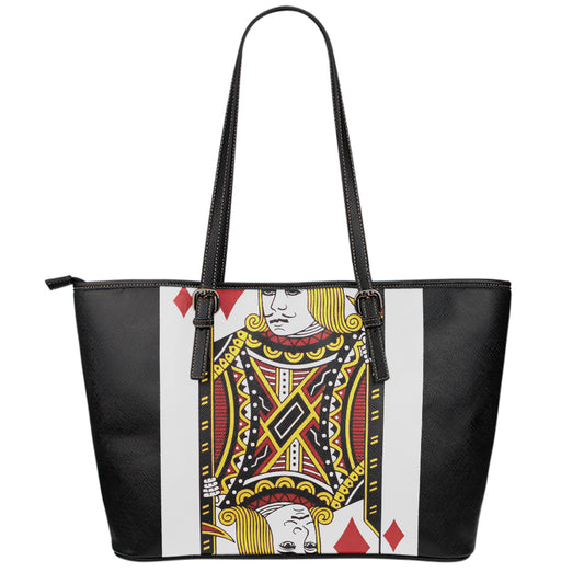Jack Of Diamonds Playing Card Print Leather Tote Bag