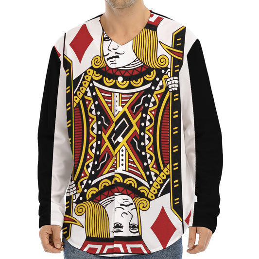Jack Of Diamonds Playing Card Print Long Sleeve Baseball Jersey