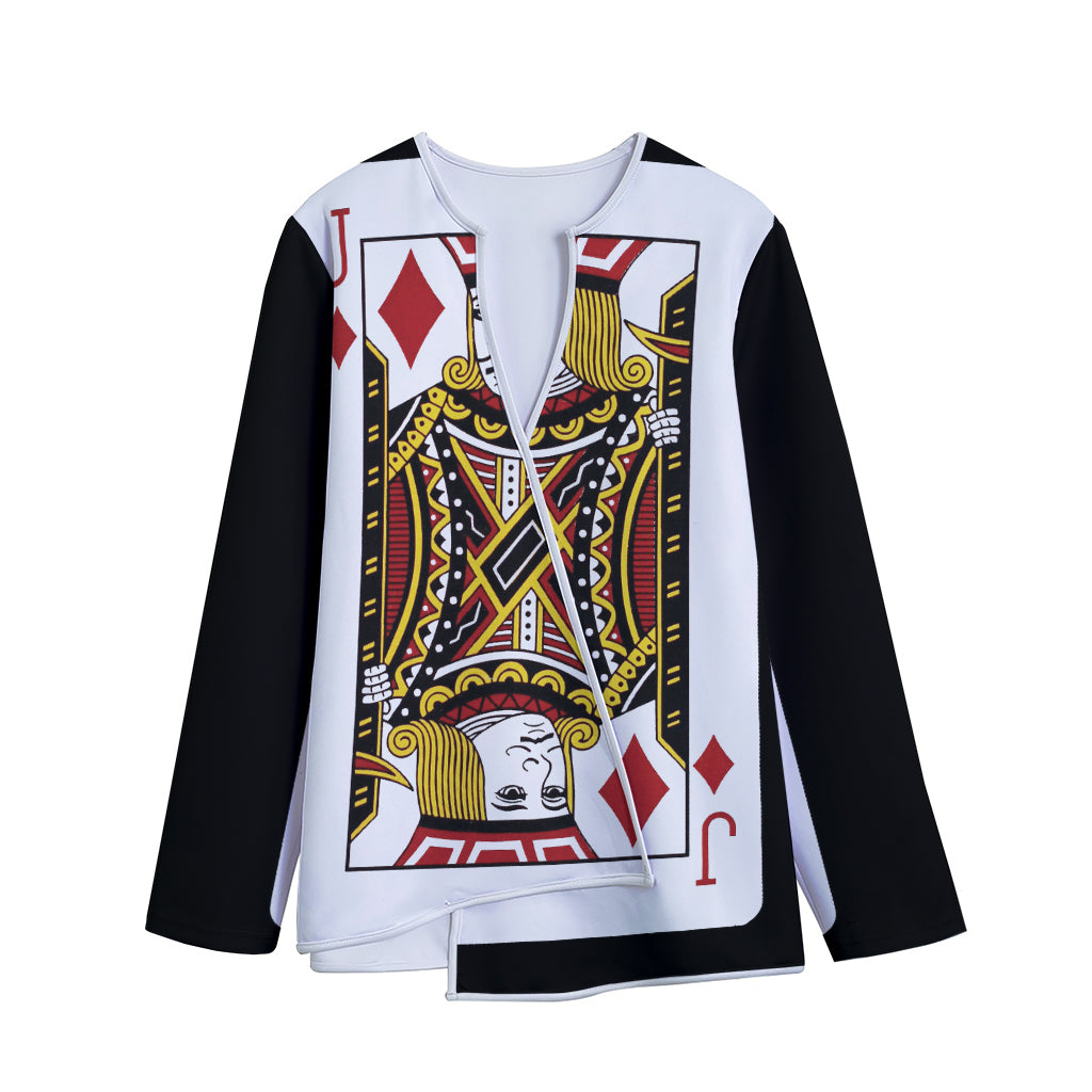 Jack Of Diamonds Playing Card Print Long Sleeve Short Coat