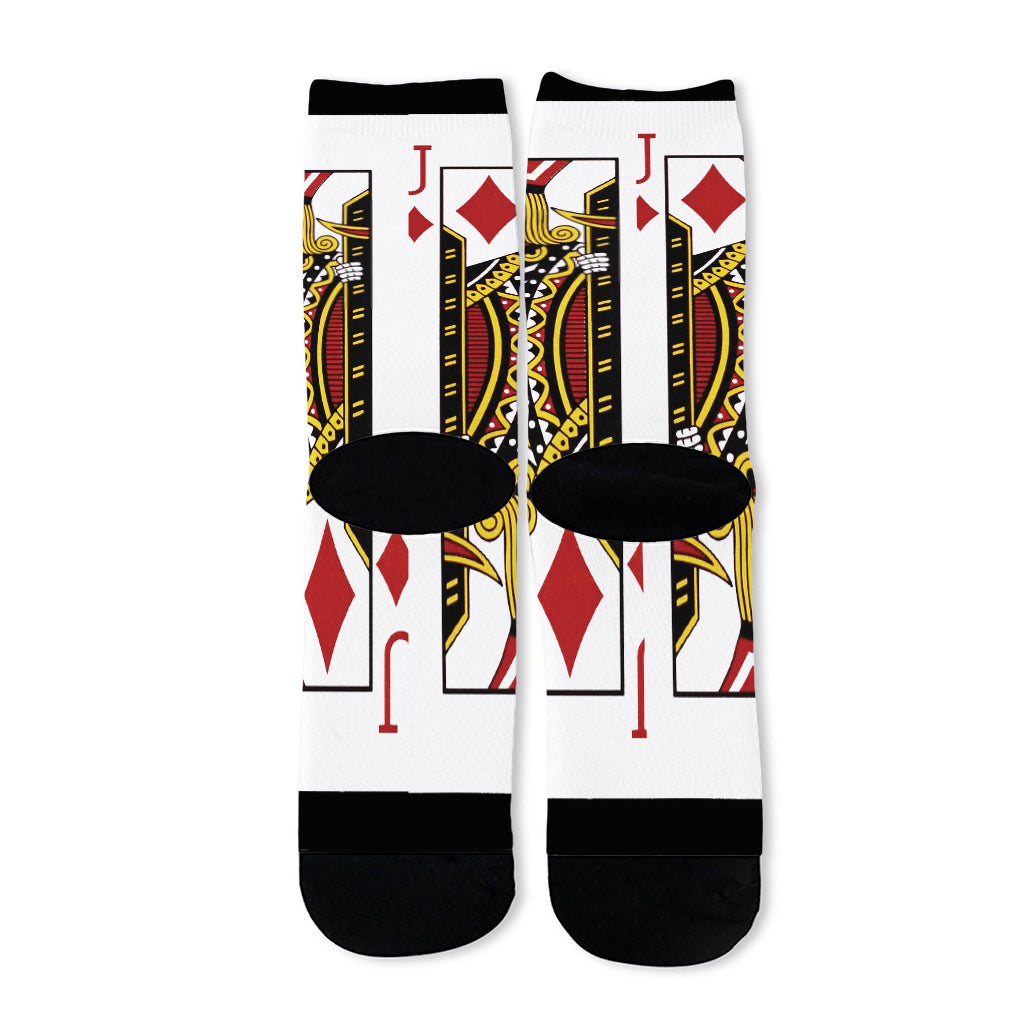 Jack Of Diamonds Playing Card Print Long Socks