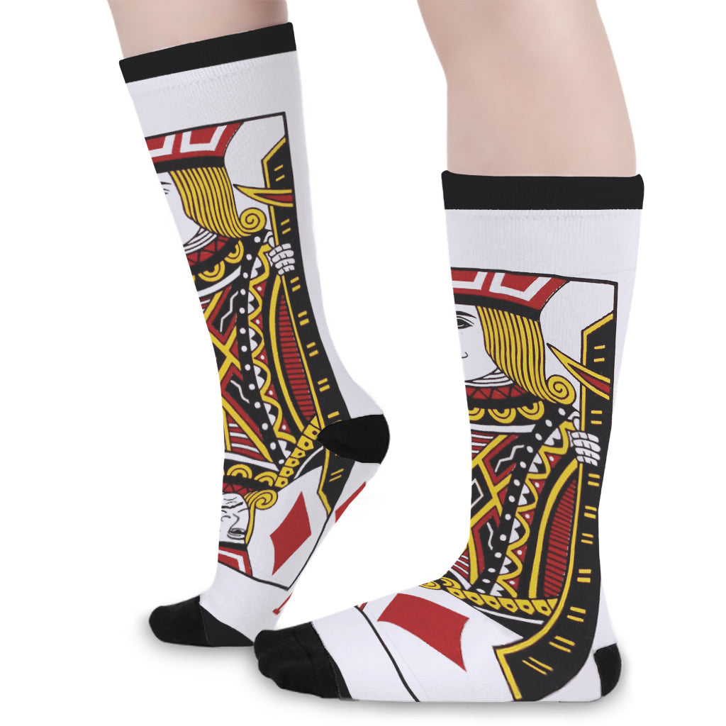 Jack Of Diamonds Playing Card Print Long Socks