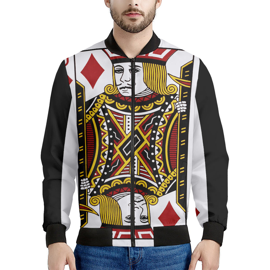 Jack Of Diamonds Playing Card Print Men's Bomber Jacket