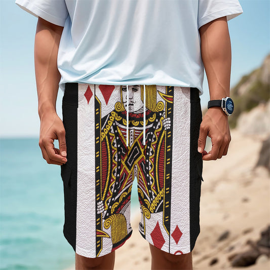 Jack Of Diamonds Playing Card Print Men's Cargo Shorts