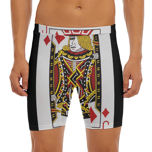 Jack Of Diamonds Playing Card Print Men's Long Boxer Briefs
