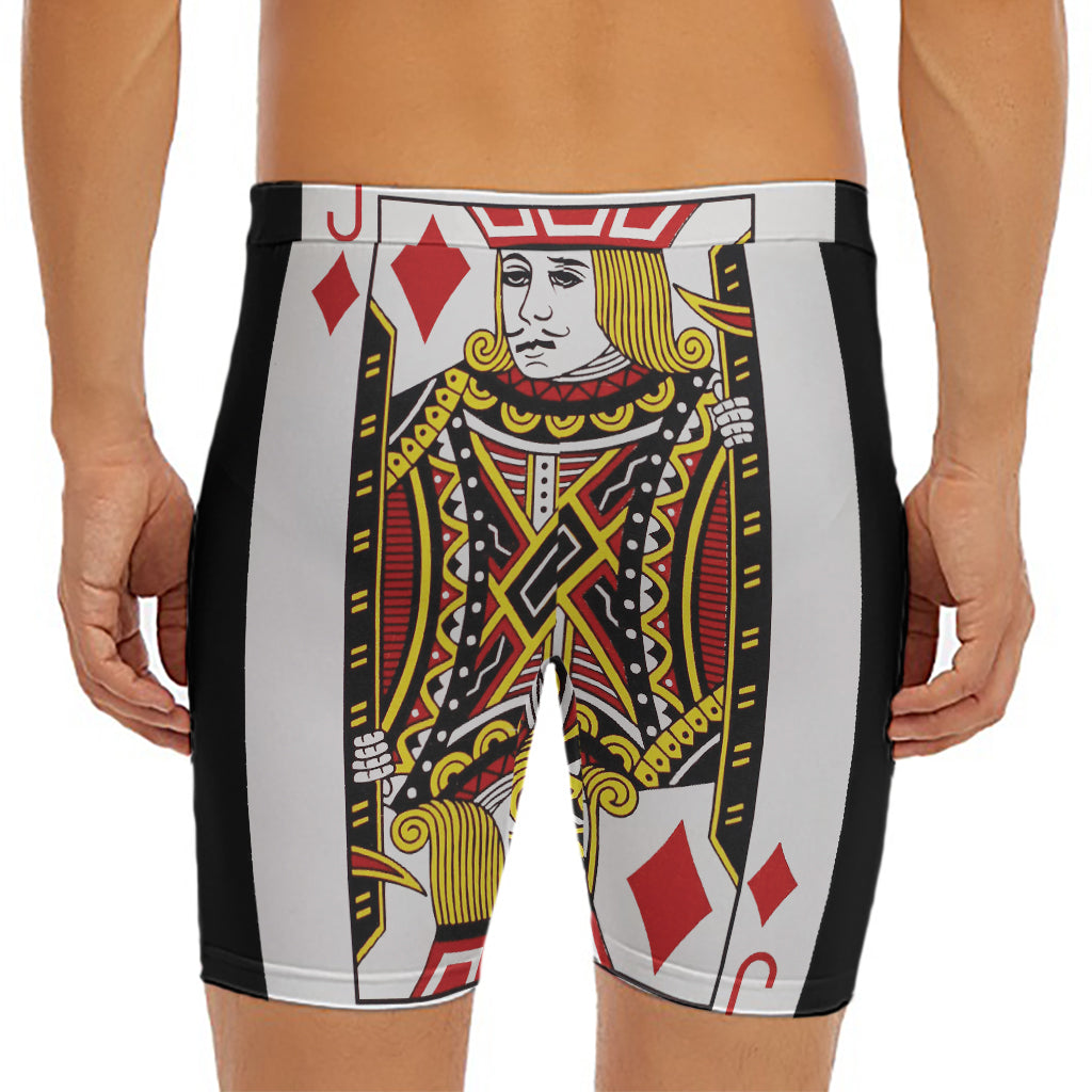 Jack Of Diamonds Playing Card Print Men's Long Boxer Briefs
