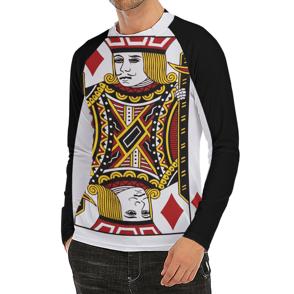Jack Of Diamonds Playing Card Print Men's Long Sleeve Rash Guard